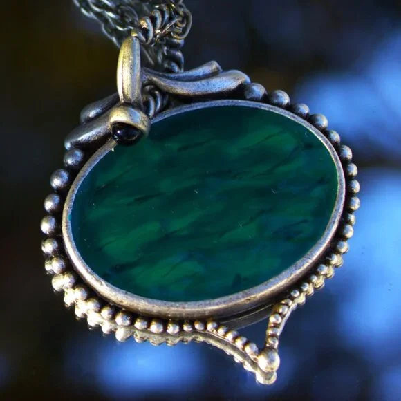 Chico's Silver Tone Necklace with a Green Pendent - Picture 3 of 4